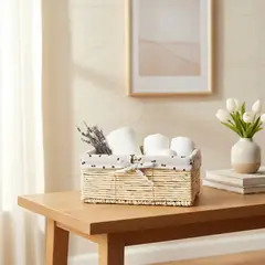 NEWTREE - Cesta De Mimbre Con Forro De Tela,36x26x16cm