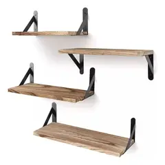 KUANGYE - Repisas Flotantes Madera Modernas Estantes Baño 4 Pcs