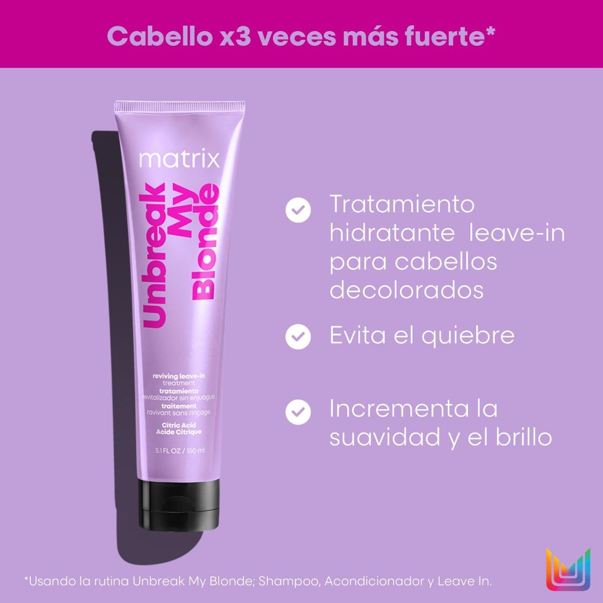 MATRIX - Leave-In Sin Sulfatos Fortalecedor Cabello Rubio Decolorado Unbreak My Blonde 150ml Matrix