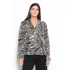 WADOS - BLUSA ESTAMPADA MANGA LARGA ABOTONADA EN DELANTERO Y BOLSILLO