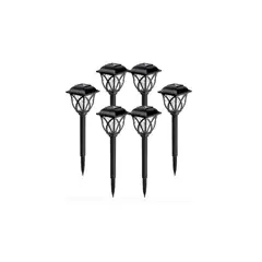 GENERICO - Pack X6 Faroles Solar Estaca Exterior Jardín Iluminación Negro