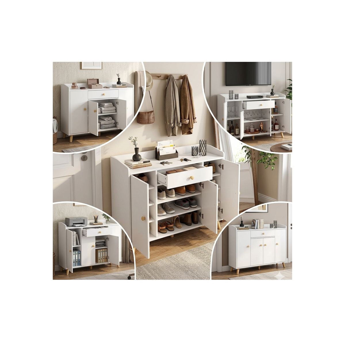 GENERICO - Zapatero Organizador 120cmx30x84cm De Madera 4 Puertas Color Blanco