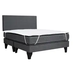 CELTA - Cama Europea Sevilla King + Respaldo + Cubrecolchón Impermeable