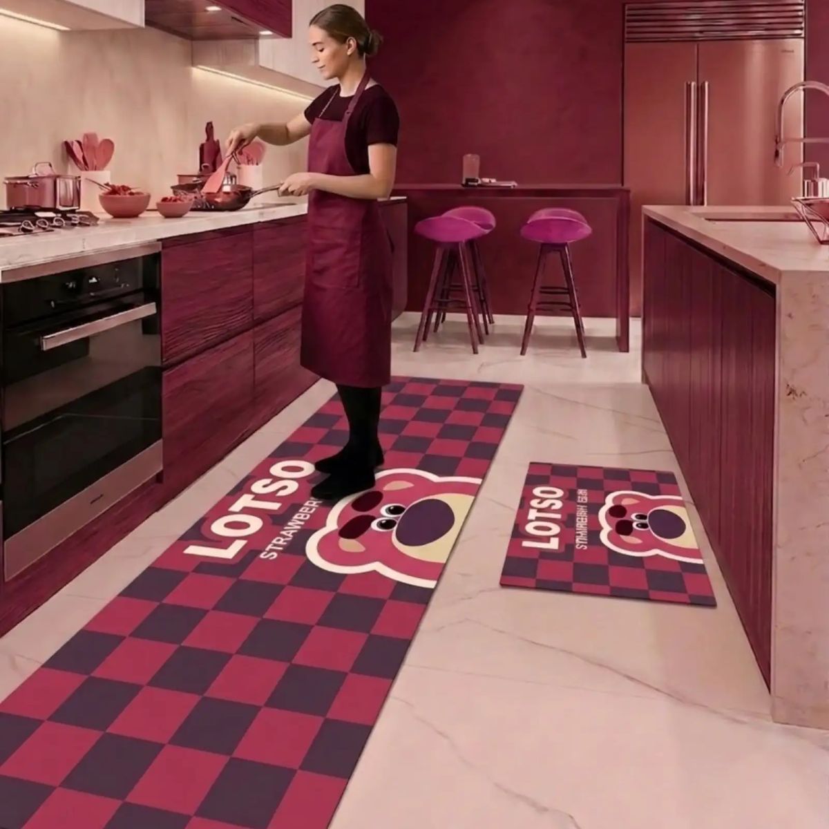 GENERICO - Set 2 Piezas  Alfombra de Cocina Goma Antideslizante Diseño Estampado02