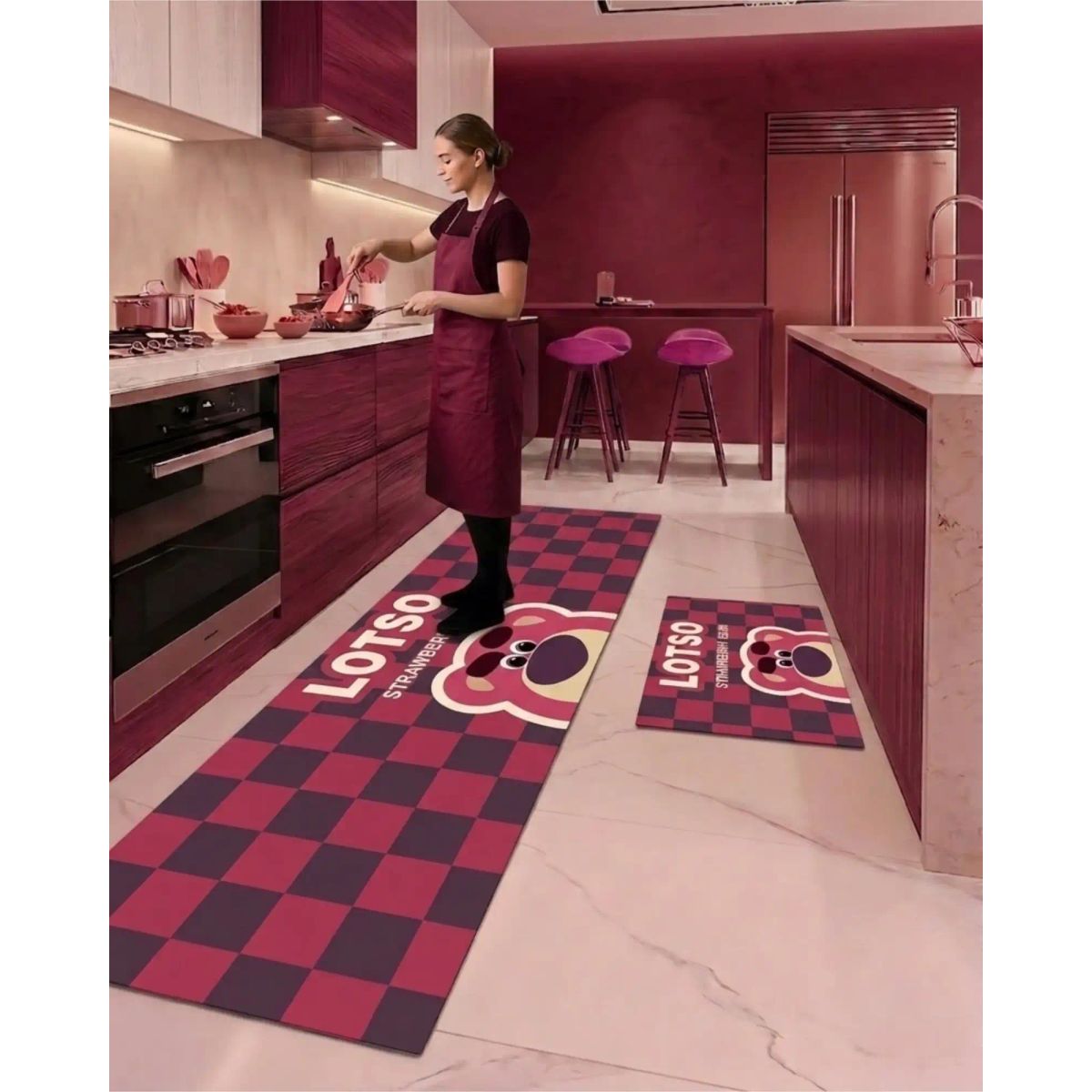 GENERICO - Set 2 Piezas  Alfombra de Cocina Goma Antideslizante Diseño Estampado02