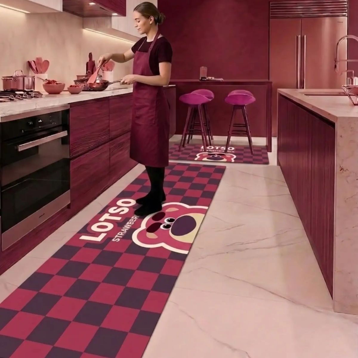GENERICO - Set 2 Piezas  Alfombra de Cocina Goma Antideslizante Diseño Estampado02