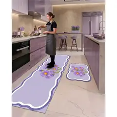 GENERICO - Set 2 Piezas Alfombra de Cocina Goma Antideslizante Diseño Estampado03