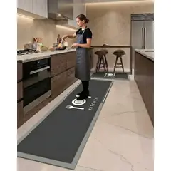 GENERICO - Set 2 Piezas Alfombra de Cocina Goma Antideslizante Diseño Estampado10