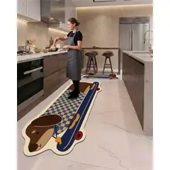 GENERICO - Set 2 Piezas Alfombra de Cocina Goma Antideslizante Diseño Estampado21
