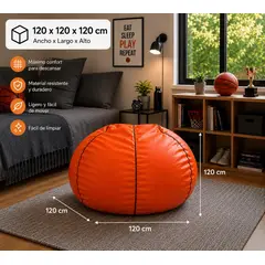 GENERICO - Pouf Pera Diseño Basquetbol Eco Cuero 120x120x120cm Maxicosas