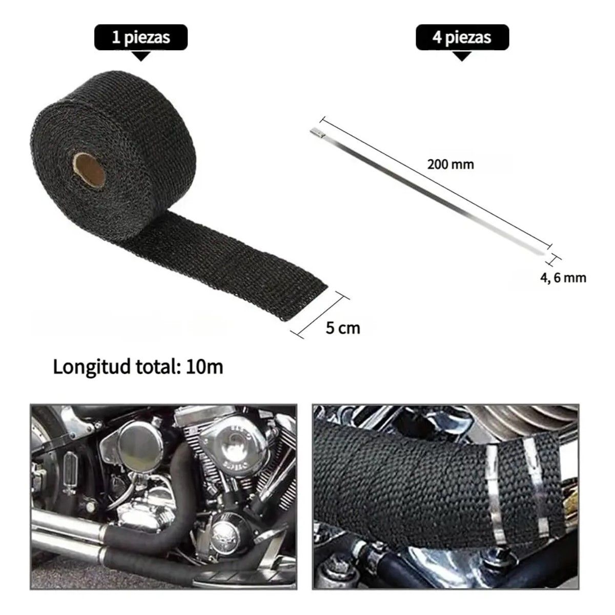 GENERICO - Cinta Térmica Aislante Escape 10 Metros 2000°f Auto Moto BELUG