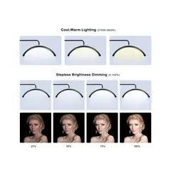 GENERICO - Lampara Led Media Luna Estética Para Pestañas Cejas Hogar NEGRO