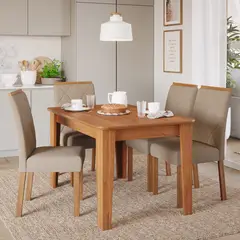 DANIELS - Juego de Comedor Elegante Madera Estela Rectangular 4 sillas Café