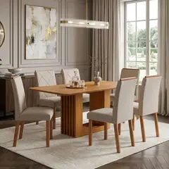 DANIELS - Juego de Comedor Elegante de Madera Rectangular 6 Sillas Ariela