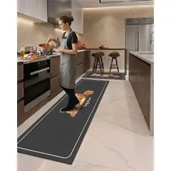 GENERICO - Set 2 Piezas Alfombra de Cocina Goma Antideslizante Diseño Estampado13