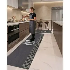 GENERICO - Set 2 Piezas Alfombra de Cocina Goma Antideslizante Diseño Estampado19