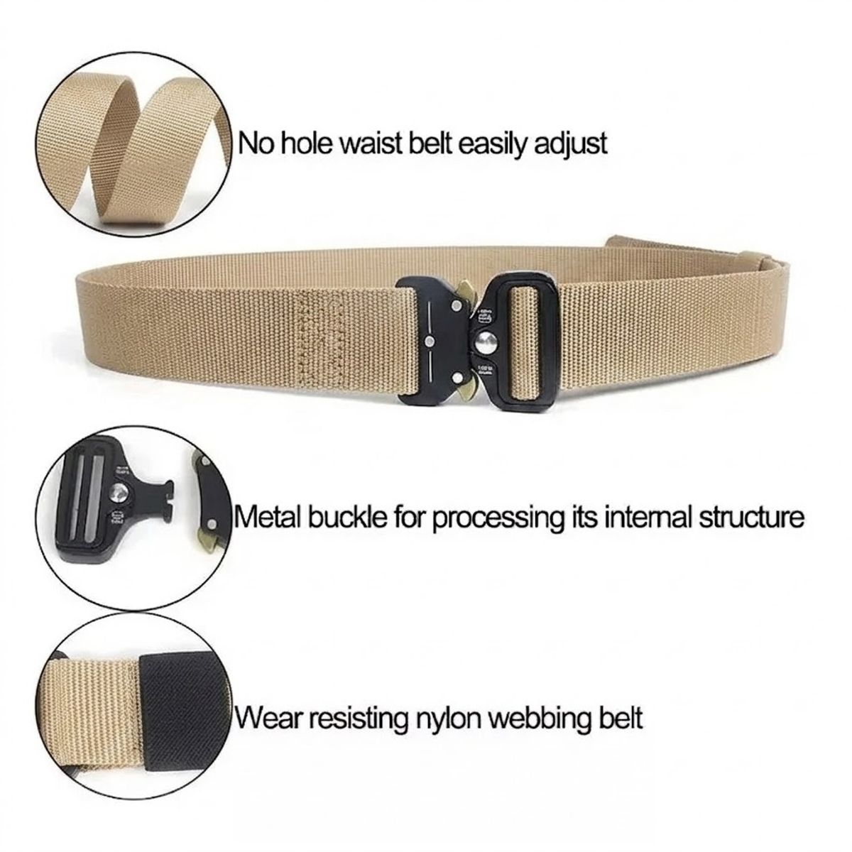 GENERICO - Cinturon Tactico Militar Airsoft Tactico Outdoor Hebilla Color Beige