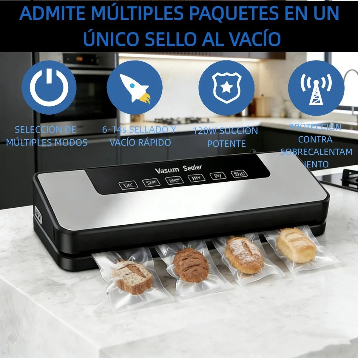 GENERICO - Máquina Selladora Al Vacío Para Sellar Alimentos + 20 Bolsas BELUG
