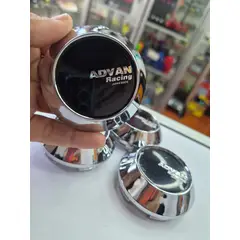 GENERICO - X4 Tapas centro de llantas de auto tunning conica Medidas 60mmX65mm ADVAN NEGRO