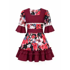 GENERICO - Vestido Huasa China Burdeos - Pasión Chilena