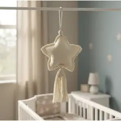 HAOKIDS - Colgante Cuna 1 Estrella de algodón y macramé para móvil, adorno o souvenir Baby Shower y Bautizo