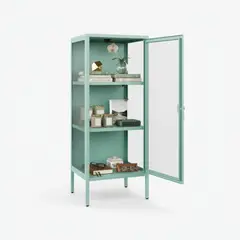 METANEK AMERICAN DESIGN - Mueble vitrina 1 puerta 3 niveles linea mint - SC-DC-H003