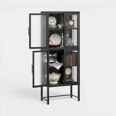 METANEK AMERICAN DESIGN - Vitrina alta 4 puertas 4 niveles linea black - SC-DC-F004