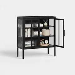 METANEK AMERICAN DESIGN - Vitrina bajo 2 puertas 3 niveles linea black - SC-DC-F006