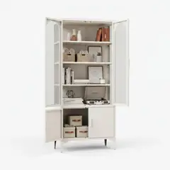 METANEK AMERICAN DESIGN - Vitrina alta 4 puertas 4 niveles + 1 compartimento inferior linea cream - GS-YW2-1800