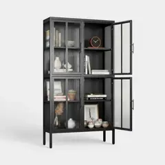 METANEK AMERICAN DESIGN - Vitrina metalica Alta Metanek 4 Puertas y 4 Repisas Negro 100x35x180 cm