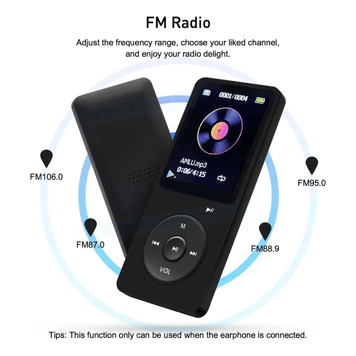 GENERICO - Reproductor Mp3 Mp4 Bluetooth Fm 5.0 Música Hifi Portátil Negro BELUG