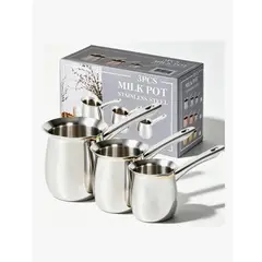 GENERICO - Set 3 Ollas Lecheras Acero Inolxidable