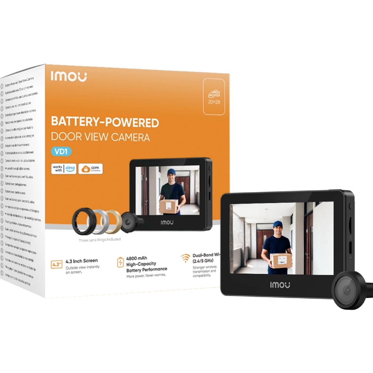 IMOU - Mirilla Wifi Imou Aov 3k Pantalla 4.3 Con Deteccion Humano