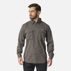 LIPPI - Camisa Hombre Rosselot Long Sleeve Q-Dry Shirt Gris Medio