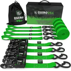 RHINO USA - Correas de Amarre Heavy Dutty Pack x 4 - 4 cm x 457 cm con Ratchet
