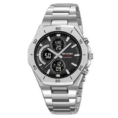 SKMEI - Reloj Hombre Elegante Digital Analogo Plateado