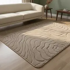 TODOHOGAR SANTIAGO DE CHILE - Alfombra Decorativa Beige Relieve, Antideslizante 80x120 Cm