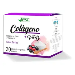 FNL - Colágeno en Polvo Sabor Berries 30 Sobres - Suplemento Natural - Colágeno Hidrolizado