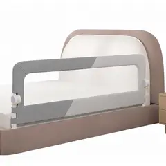 EVERSO - Baranda De Cama 180cm Seguridad Para Bebé Abatible Ajustable Gris Lisa