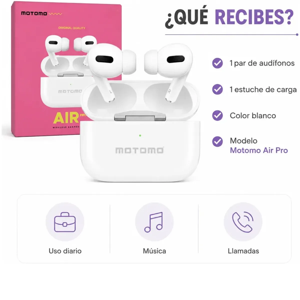 GENERICO - Audifonos Inalámbrico Bluetooth Con Microfono Diseño Air Pro
