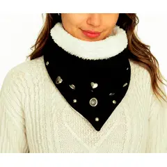 1MORE - Cuello bandana gamuza con chiporro color negro
