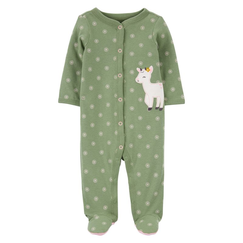 CARTER'S - Pijama Algodón Con Broche Aplicación Cabra Bebe Niña
