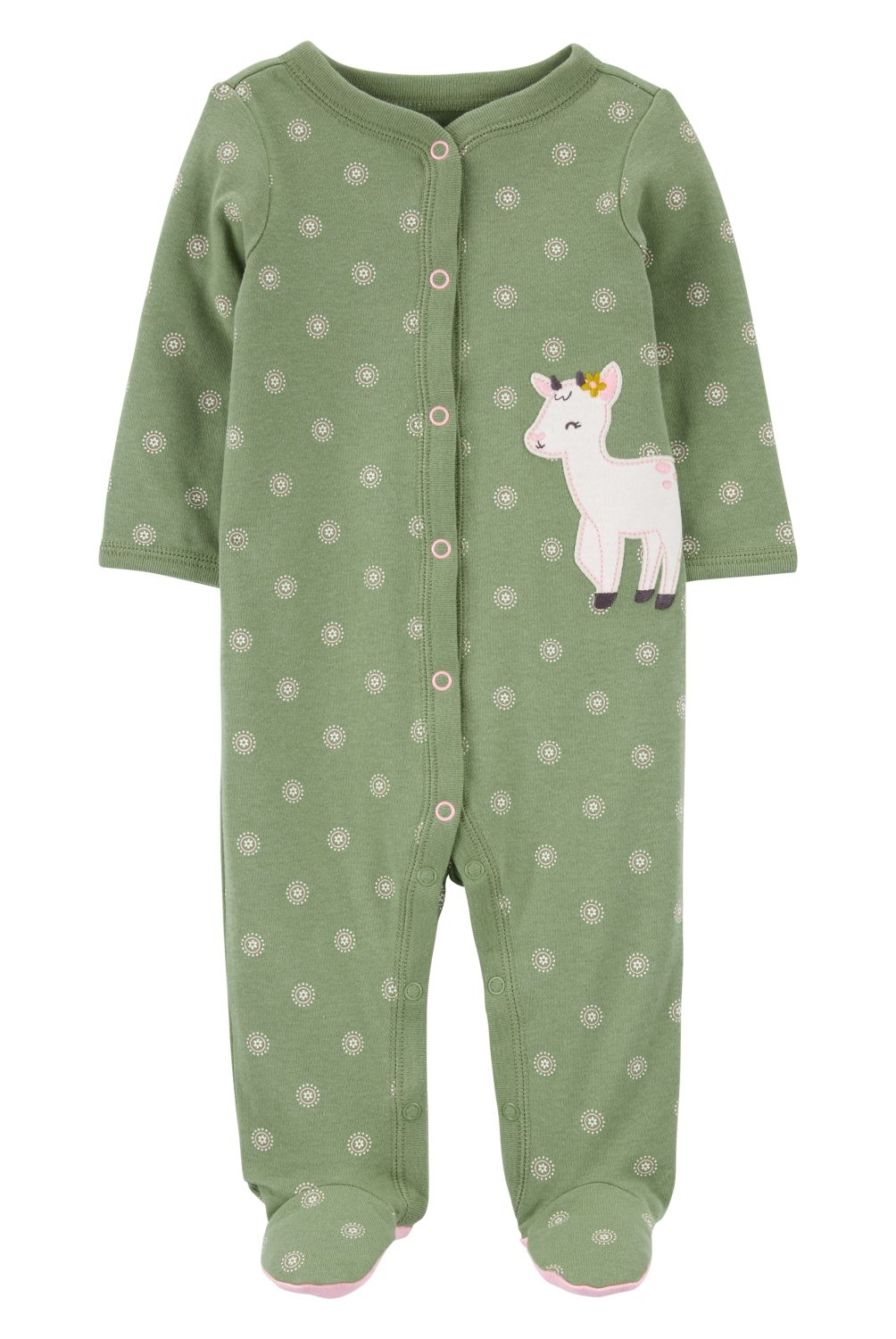 CARTER'S - Pijama Algodón Con Broche Aplicación Cabra Bebe Niña