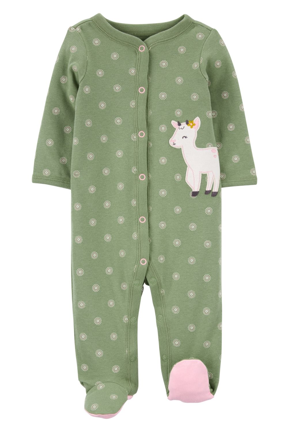 CARTER'S - Pijama Algodón Con Broche Aplicación Cabra Bebe Niña