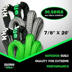 RHINO USA - Cuerda de Recuperación Kinetic de 2,2 cm x 610 cm + Bolso HD