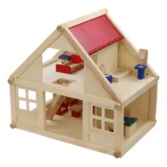GENERICO - Casa de Muñecas de Madera con Mobiliario Montessori