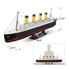 GENERICO - Puzzle 3D Barco Titanic 266 Piezas con Luces LED