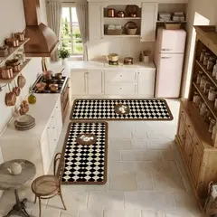 GENERICO - DUO DE ALFOMBRAS DE GOMA MINIMALISTAS PARA COCINA B4