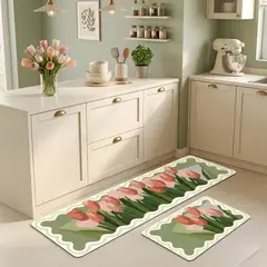 GENERICO - DUO DE ALFOMBRAS DE GOMA MINIMALISTAS PARA COCINA B7