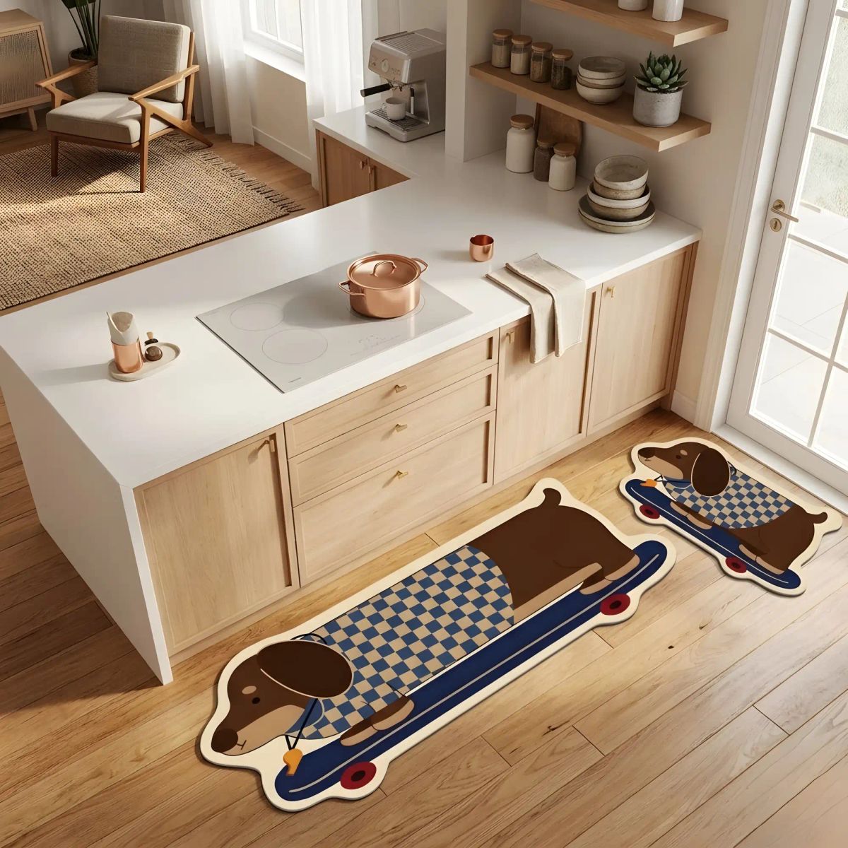 GENERICO - DUO DE  ALFOMBRAS DE GOMA MINIMALISTAS PARA COCINA B8